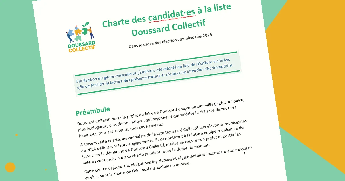 La charte des candidates et candidats de la liste Doussard Collectif